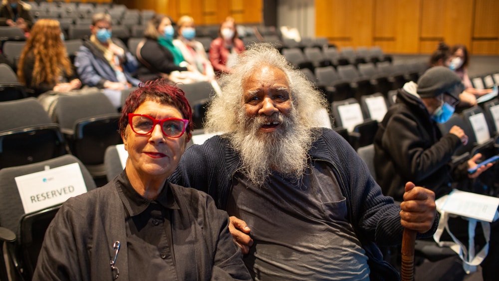 Photo of N’arweet Carolyn Briggs and Elder at the release event for QEC